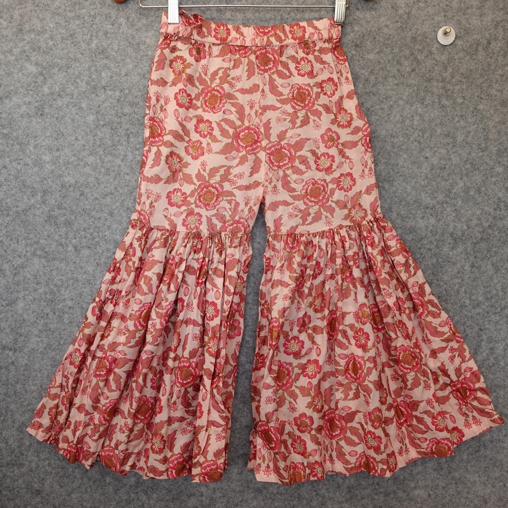 Pink Pants Girls 9 10 Y Floral Flared Wide Tiered Boho UTSA Kids WESTSIDE 23x18